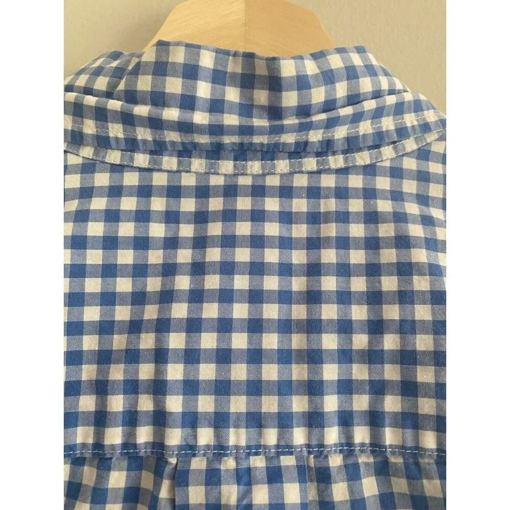 Ralph Lauren Boys Blue White Gingham Button Down Shirt L 14-16